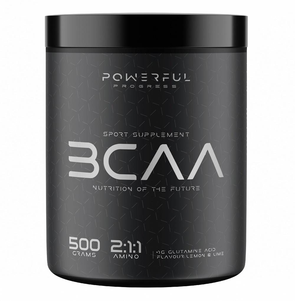 Амінокислота BCAA для спорту Powerful Progress BCAA 2:1:1 + Glutamine 500 g /50 servings/ Lemon Lime