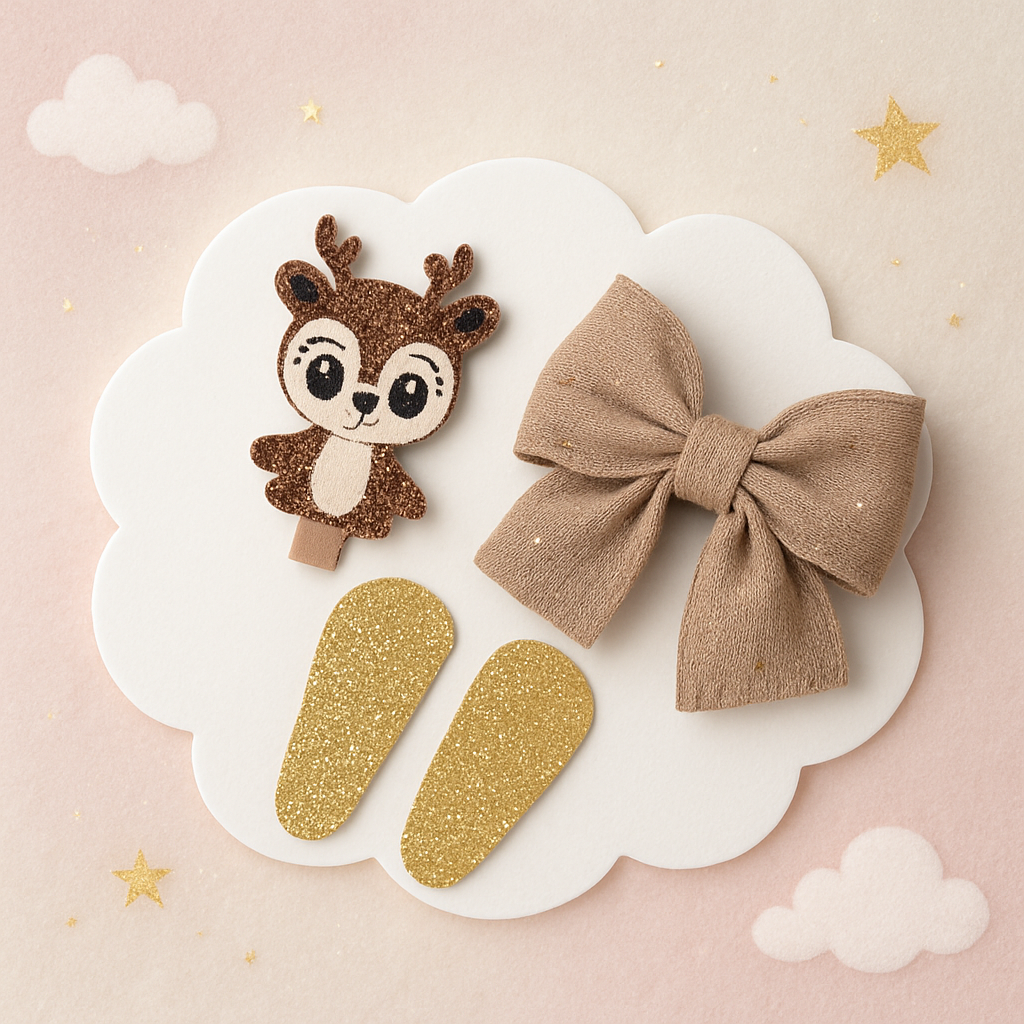 Подарочный набор аксессуаров для волос резинки-бантики и заколки ручной работы 5 шт. (2596895661)