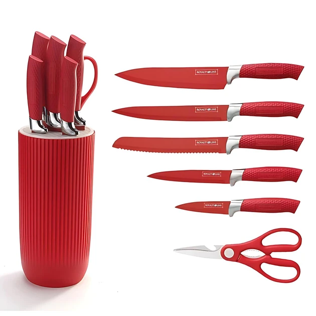 Набір кухонних ножів Royalty Line RL-NC07R 7 предметів з обертовою підставкою нержавіюча сталь - фото 2