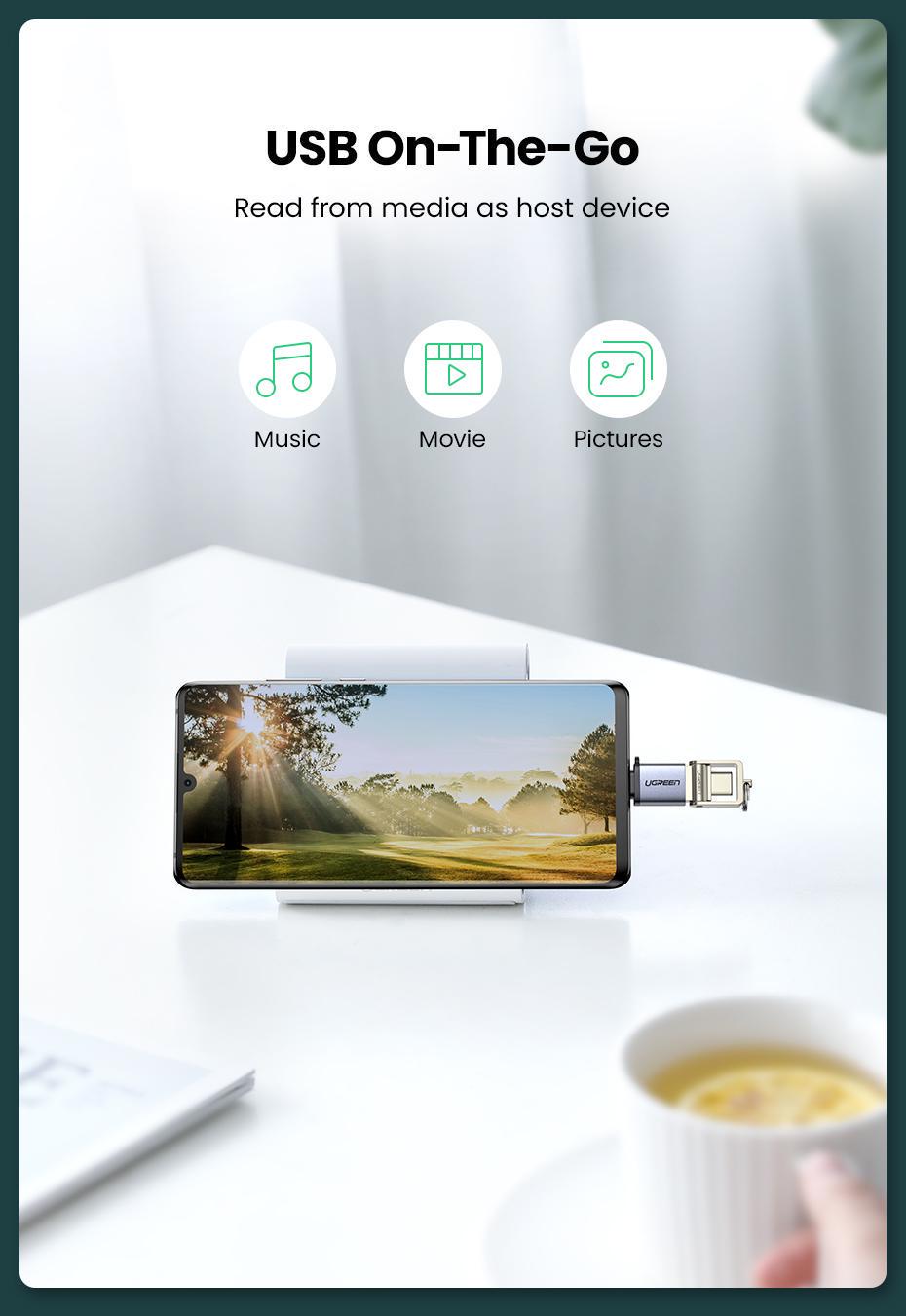 Кабель UGREEN Type-C-USB 3.0 OTG 18W/5 Гбіт/с USB-C на USB-A Сірий (50283) - фото 11 Кабель UGREEN Type-C-USB 3.0 OTG 18W/5 Гбіт/с USB-C на USB-A Сірий (50283) - фото 11