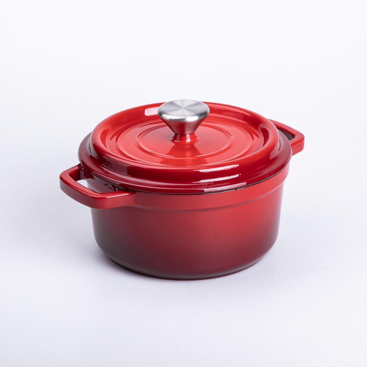 Кастрюля чугунная эмалированная с крышкой 20 см 2 л Красный (6809) - фото 9 Кастрюля чугунная эмалированная с крышкой 20 см 2 л Красный (6809) - фото 9