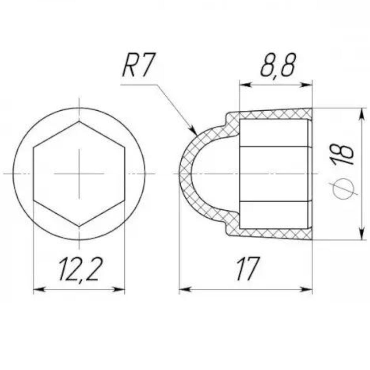 Заглушка Steelfix М8 на болт/гайку під ключ S13 полукруглая Черный (242082) - фото 2