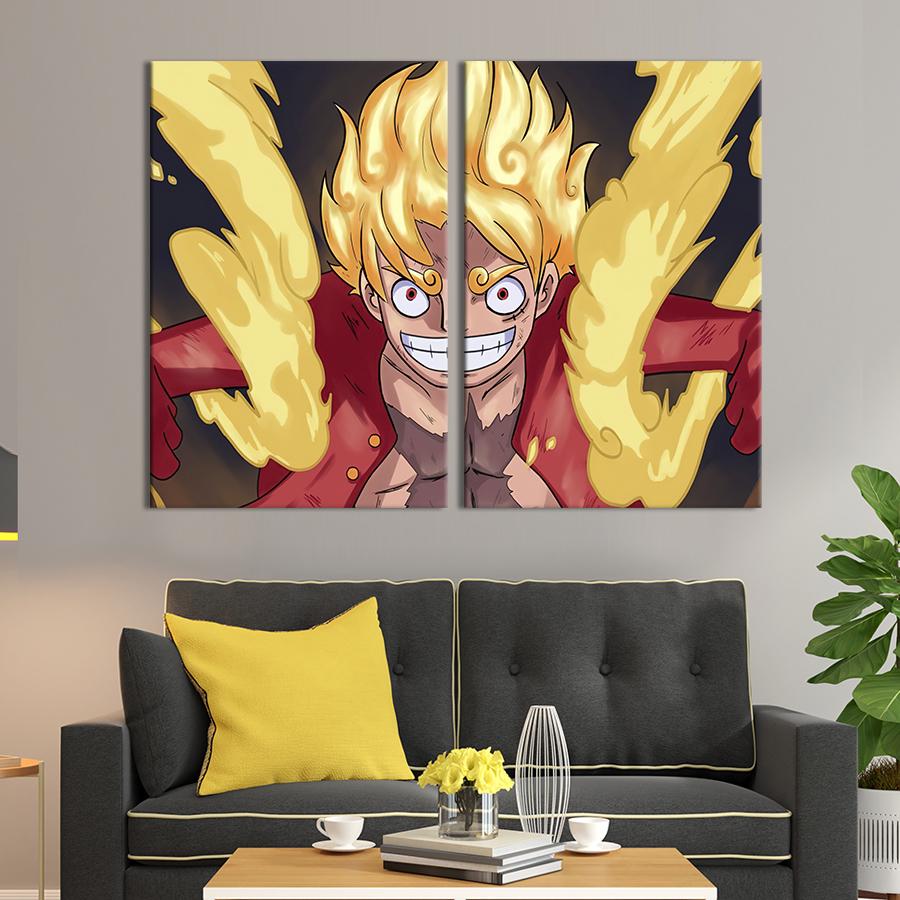 Настенный декор диптих картина на холсте для интерьера Luffy Gear 5 71x51 см (725-2)