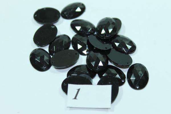 Камни пришивные Овал малый 13х18 мм 30 шт. Черный