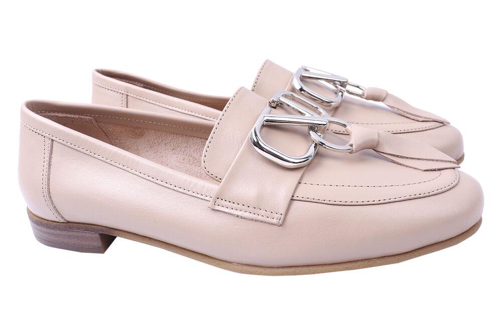 Туфли женские Aquamarin из кожи на низком ходу р. 40 Бежевый (1895-21DTC)