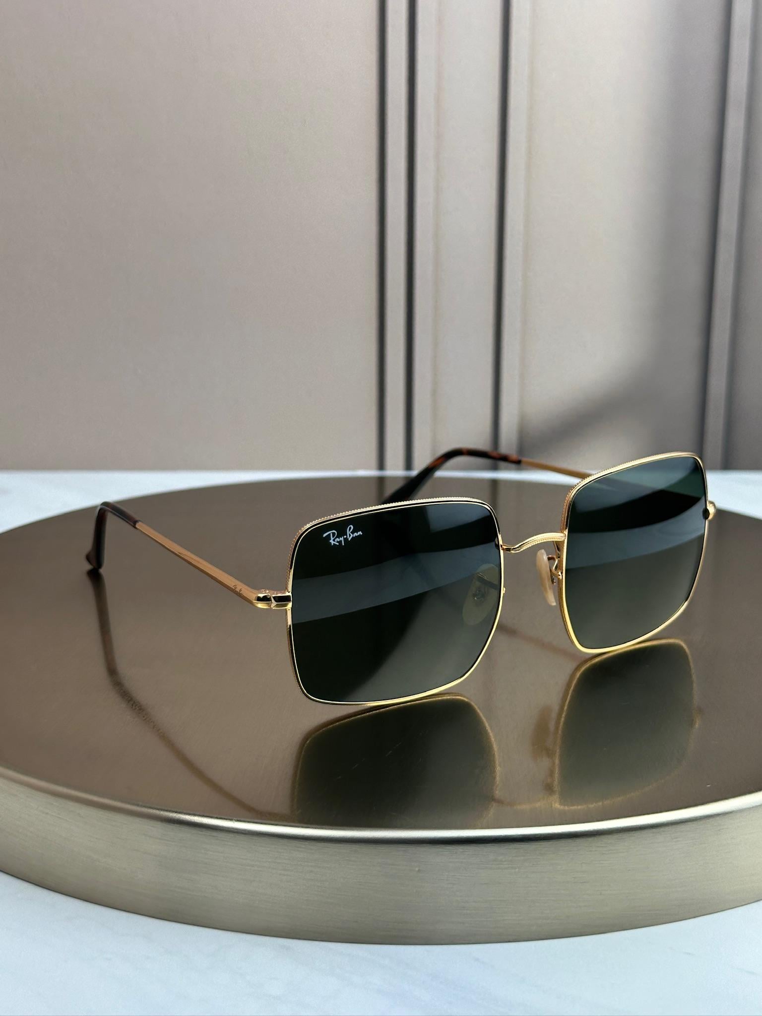 Сонцезахисні окуляри RAY-BAN Square 1971 RB1971 зелена лінза G15 квадратні Золотий