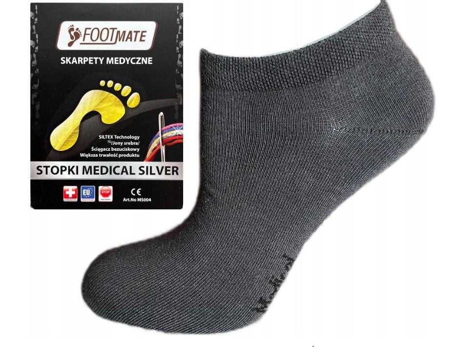 Шкарпетки діабетичні Footmate Medical Silver зі сріблом низькі M Графітовий (MS004_GR4244)