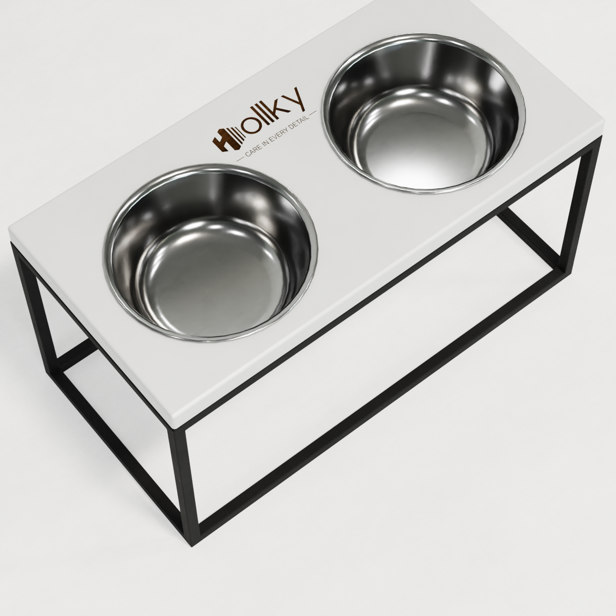 Миски на подставке для средних и больших собак Hollky Base L 2х0,95 л (BL-422120-BLWH) - фото 3