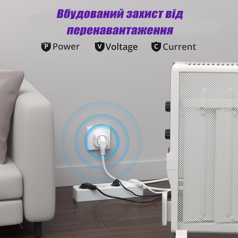 Розумна розетка WiFi 20A з ваттметром/таймером (13698854) - фото 8