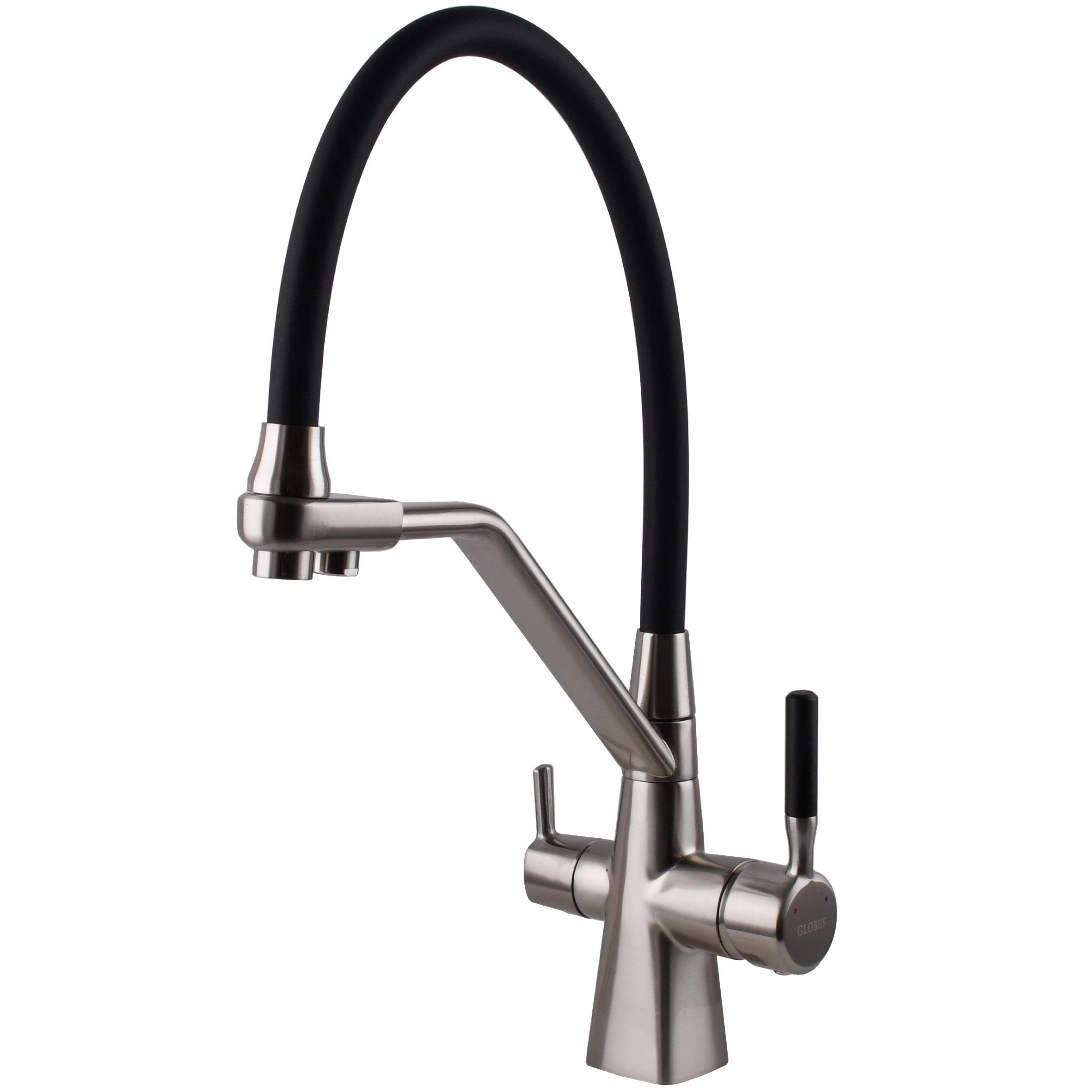 Смеситель для кухни Globus Lux Lazer GLLR-0700-L-08-01 000029288 на две воды Сатин (246804)