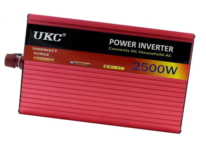 Інвертор автомобільний універсальний AC/DC AR 2500 W 12 V Червоний (3-1-3052)