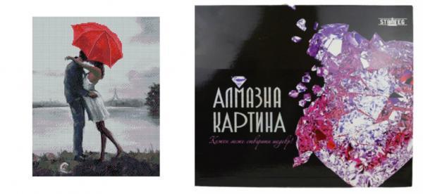 Алмазная картина Strateg Влюбленная пара под зонтиком 40х50 см (FA10563-mt)