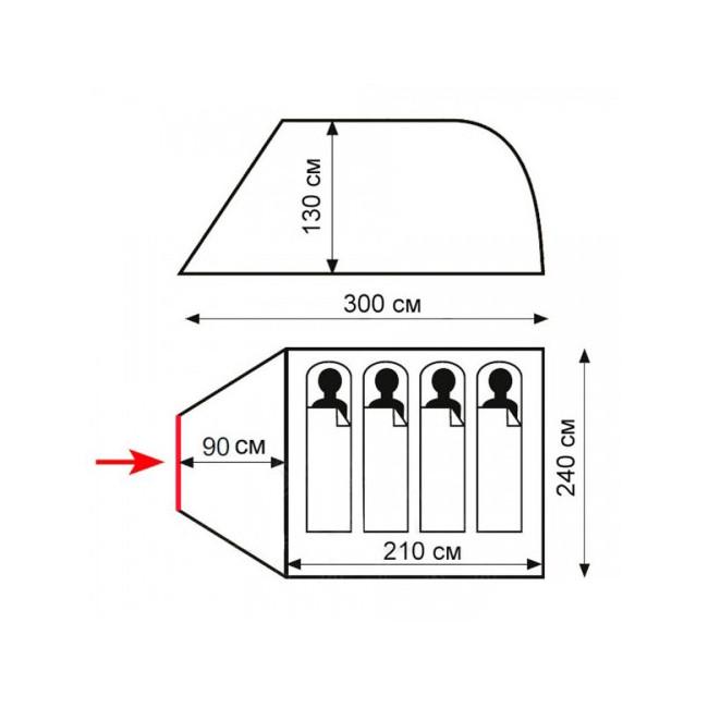 Намет чотиримісний Totem Summer 4 Plus V2 TTT-032 літній одношаровий (iz12904) - фото 4