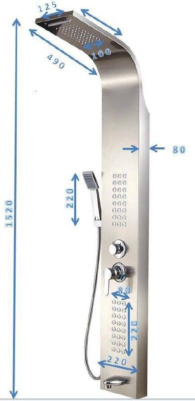 Душова панель Epelli Megacascata Mate B з фіксованою лійкою/масажними форсунками та виливом (2214915365) - фото 4