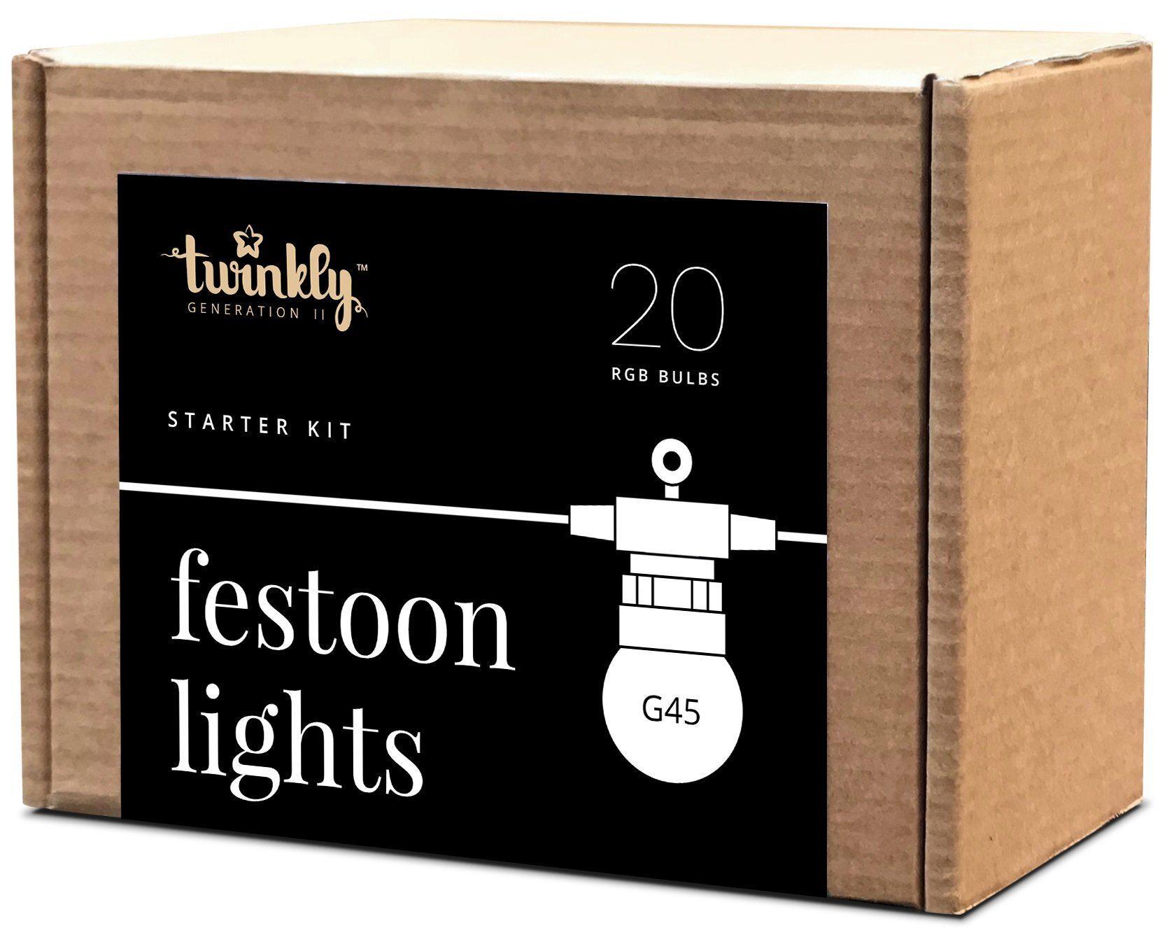 Гирлянда светодиодная Twinkly Festoon RGB Smart 20 ламп с черным кабелем 10 м (TWF020STP-BEU)