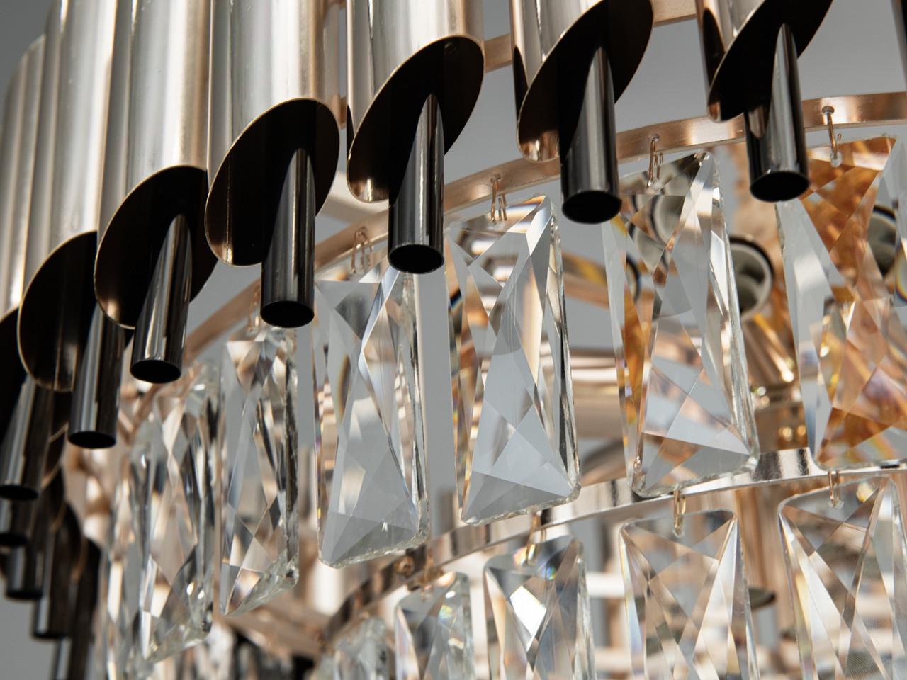 Люстра хрустальная в спальню 9001-550SGD+PB-LS на 9 ламп Золотой/Свинец (2216126293) - фото 4 Люстра хрустальная в спальню 9001-550SGD+PB-LS на 9 ламп Золотой/Свинец (2216126293) - фото 4