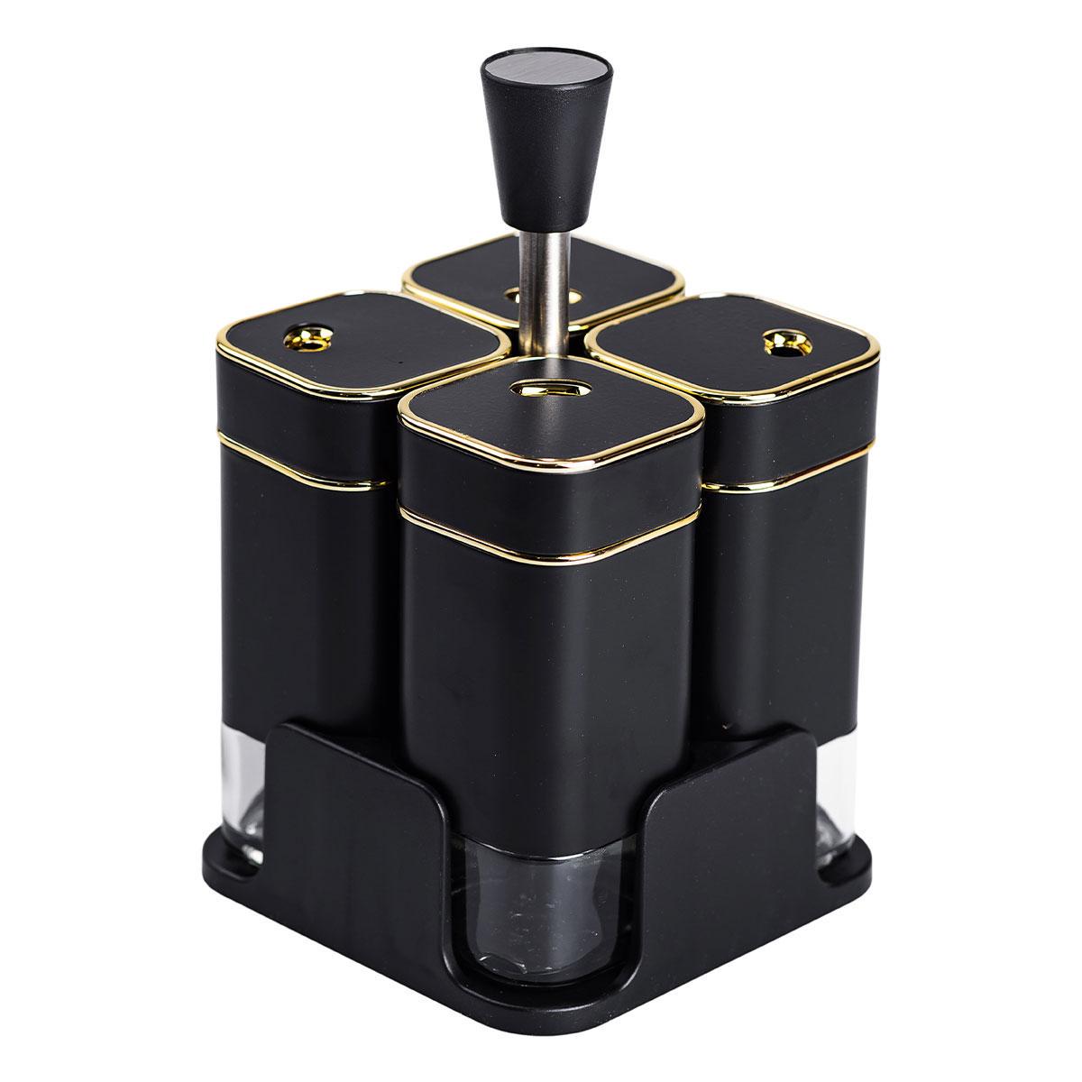 Набір для спецій на підставці HP-1306 4 шт. 10х10х17 см 120 мл Чорний (A-033681) - фото 2 Набір для спецій на підставці HP-1306 4 шт. 10х10х17 см 120 мл Чорний (A-033681) - фото 2