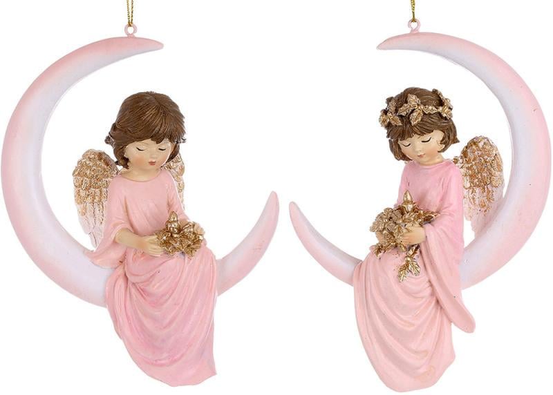 Декоративные подвески Ангелы на Луне 15 см 2 шт. Розовый Декоративные подвески Ангелы на Луне 15 см 2 шт. Розовый