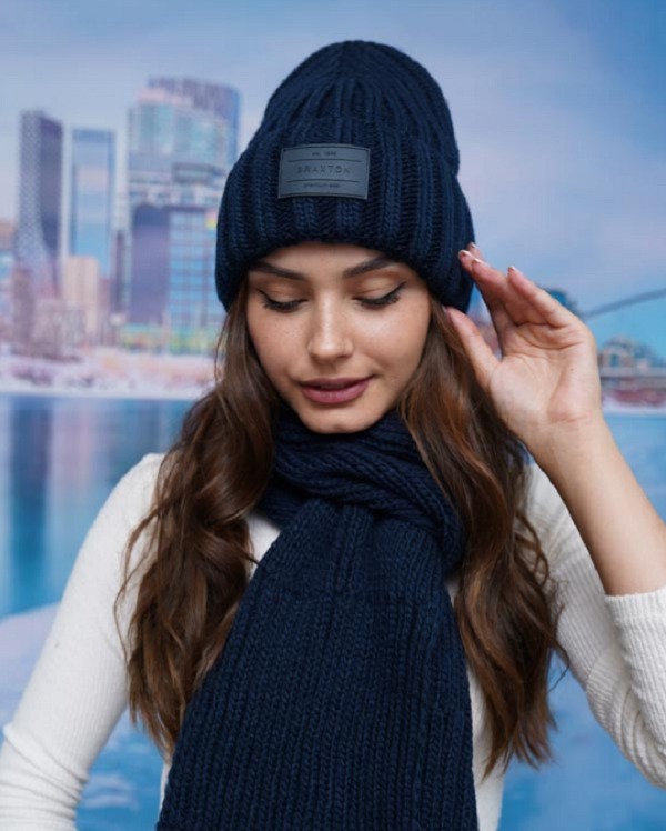 Комплект шапка вязаная и женский шарф Braxton Онтарио Джинсовый (544W) - фото 1 Комплект шапка вязаная и женский шарф Braxton Онтарио Джинсовый (544W) - фото 1