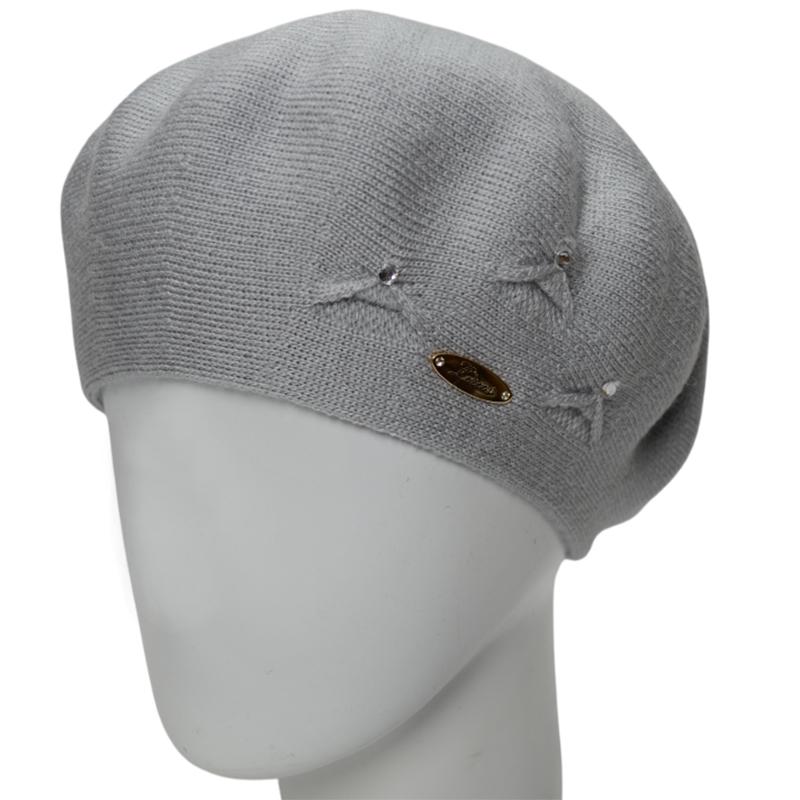 Берет женский Lirus Кристал осенний тонкой вязки  Серо-голубой