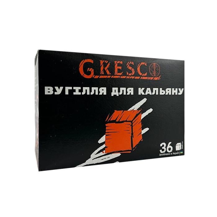 Горіхове вугілля Gresco для кальяну 0,5 кг 36 кубиків 25x25 мм в коробці