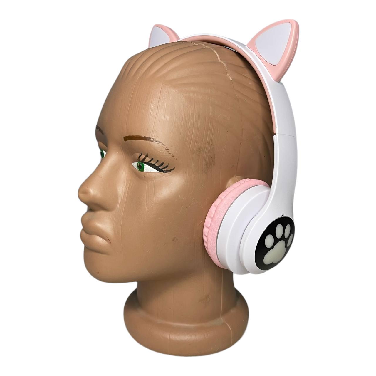 Наушники с ушками Cat ear vzv-23m беспроводные с подсветкой/FM-радио/ MicroSD/Bluetooth Белый - фото 7