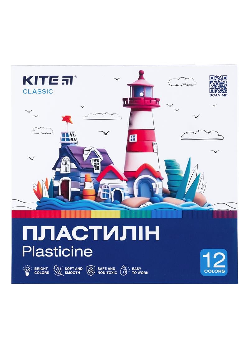 Пластилін KITE Classic 12 кольорів 240 г (K-1086)