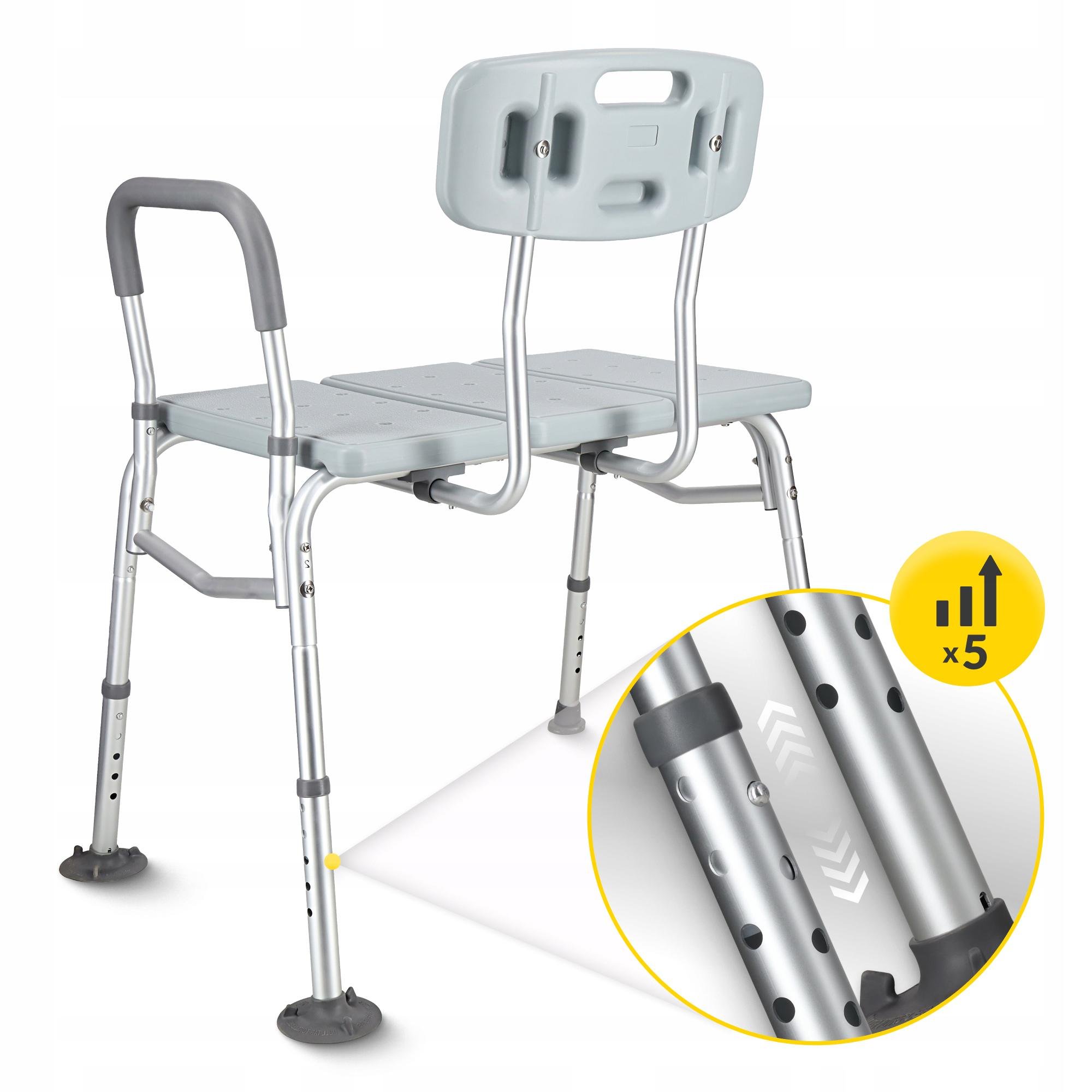 Кресло для ванной и душа 4fizjo широкое/регулируемое/со спинкой и опорой Grey (P-5905973406536) - фото 3 Кресло для ванной и душа 4fizjo широкое/регулируемое/со спинкой и опорой Grey (P-5905973406536) - фото 3