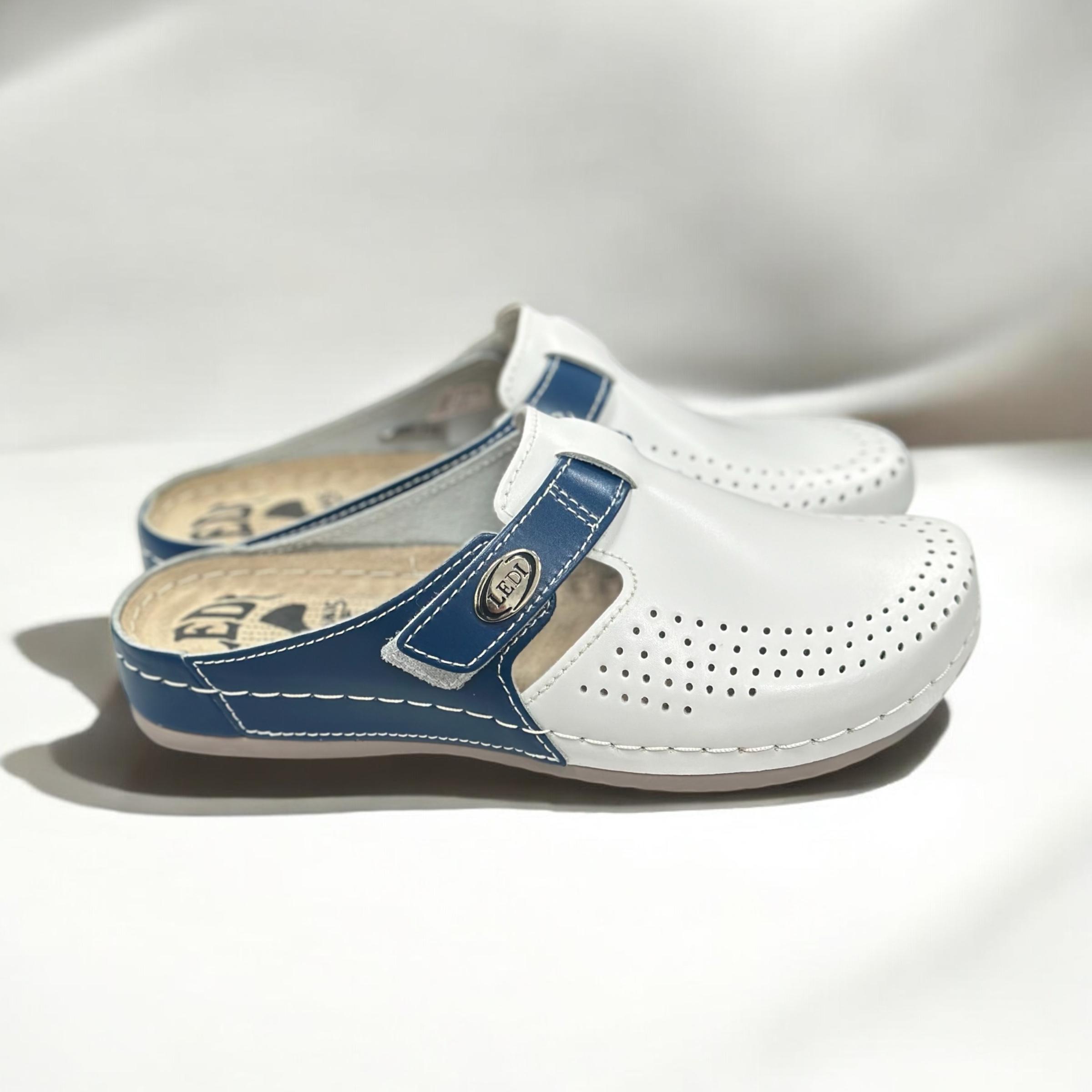 Сабо женские Ledi Anatomic р. 36 Белый/Синий (25333895) - фото 2 Сабо женские Ledi Anatomic р. 36 Белый/Синий (25333895) - фото 2