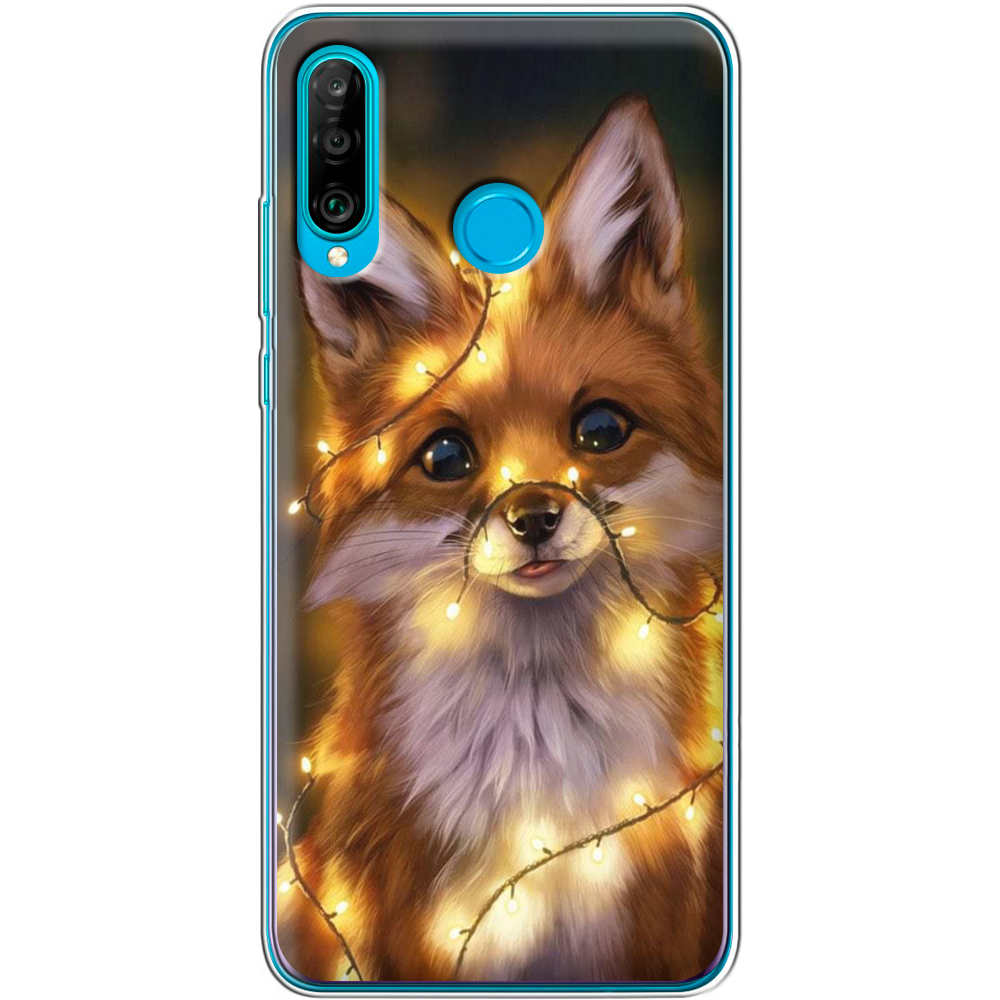 Чехол Boxface Huawei P30 Lite Рождественская лиса Прозрачный силикон (36871-up2399-36871)