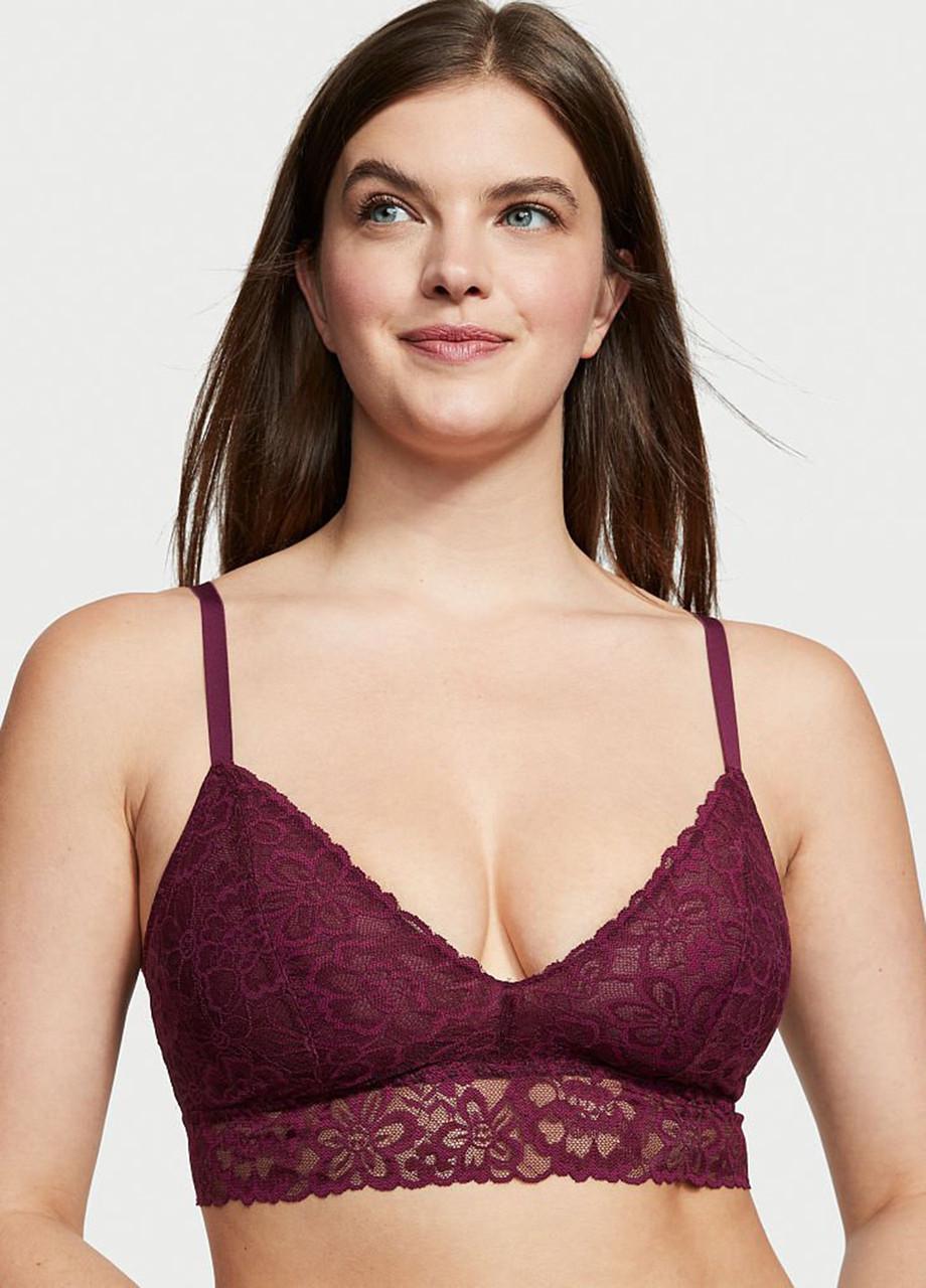 Бюстгальтер без косточек Victoria's Secret lace bralette L Бордовый (2862455321)