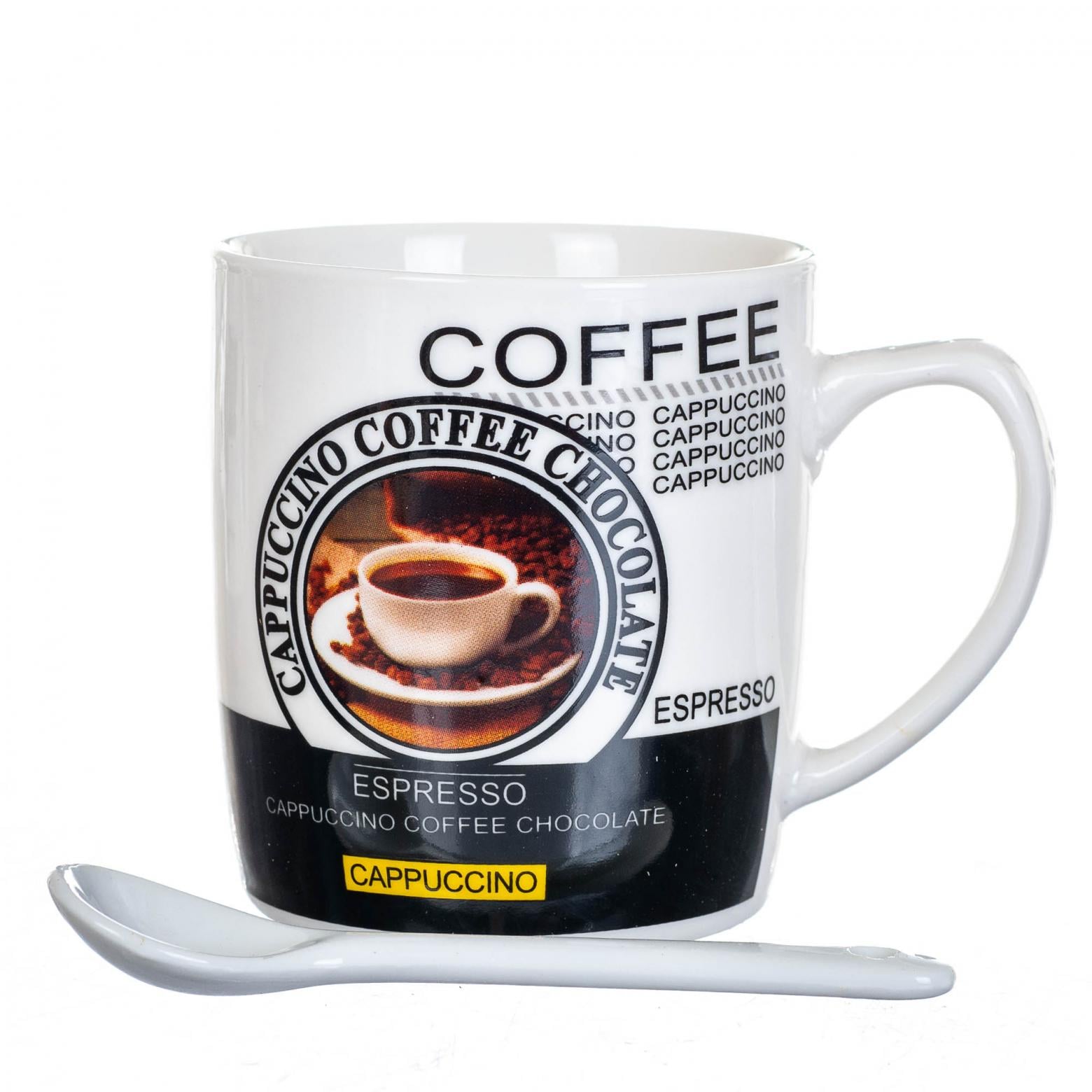 Кружка керамическая с ложкой Elisey Кофе3 200 мл (8201-005)