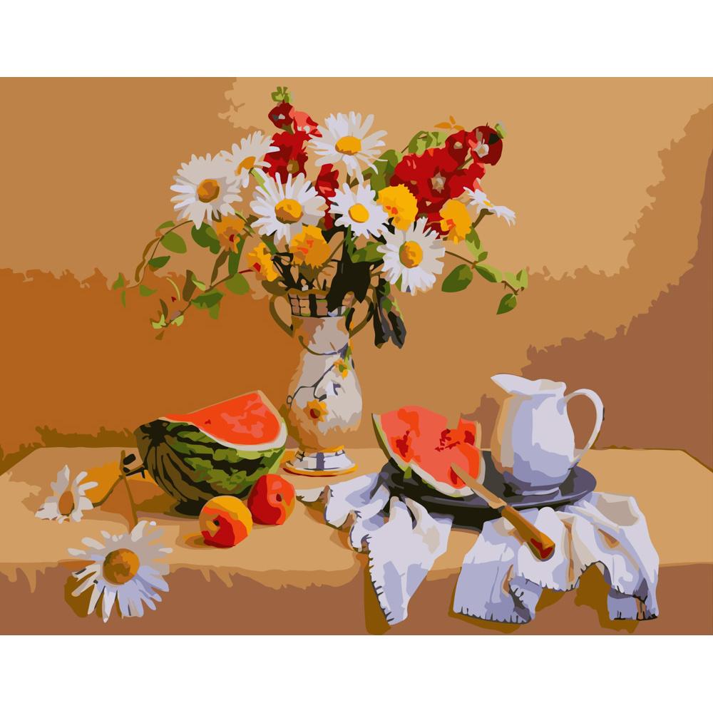 Картина за номерами Strateg Преміум Натюрморт за кавунчиком 40x50 см (GS459)