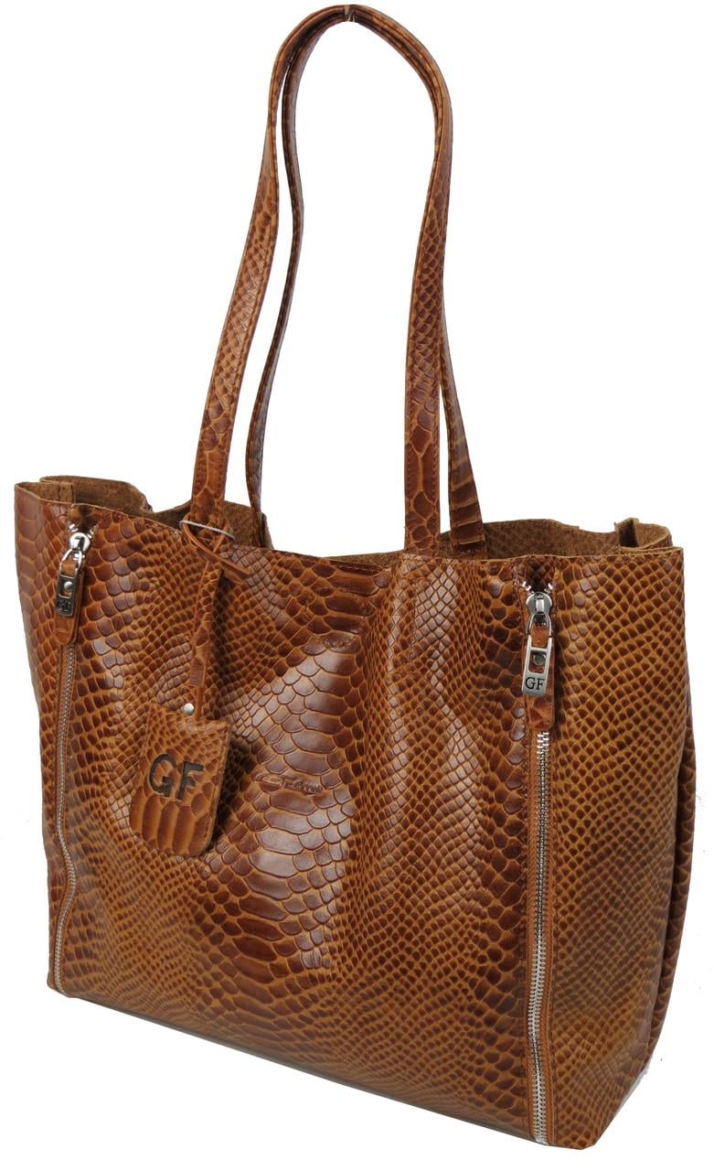 Сумка женская Giorgio Ferretti M31399M25 кожаная под рептилию Коричневый