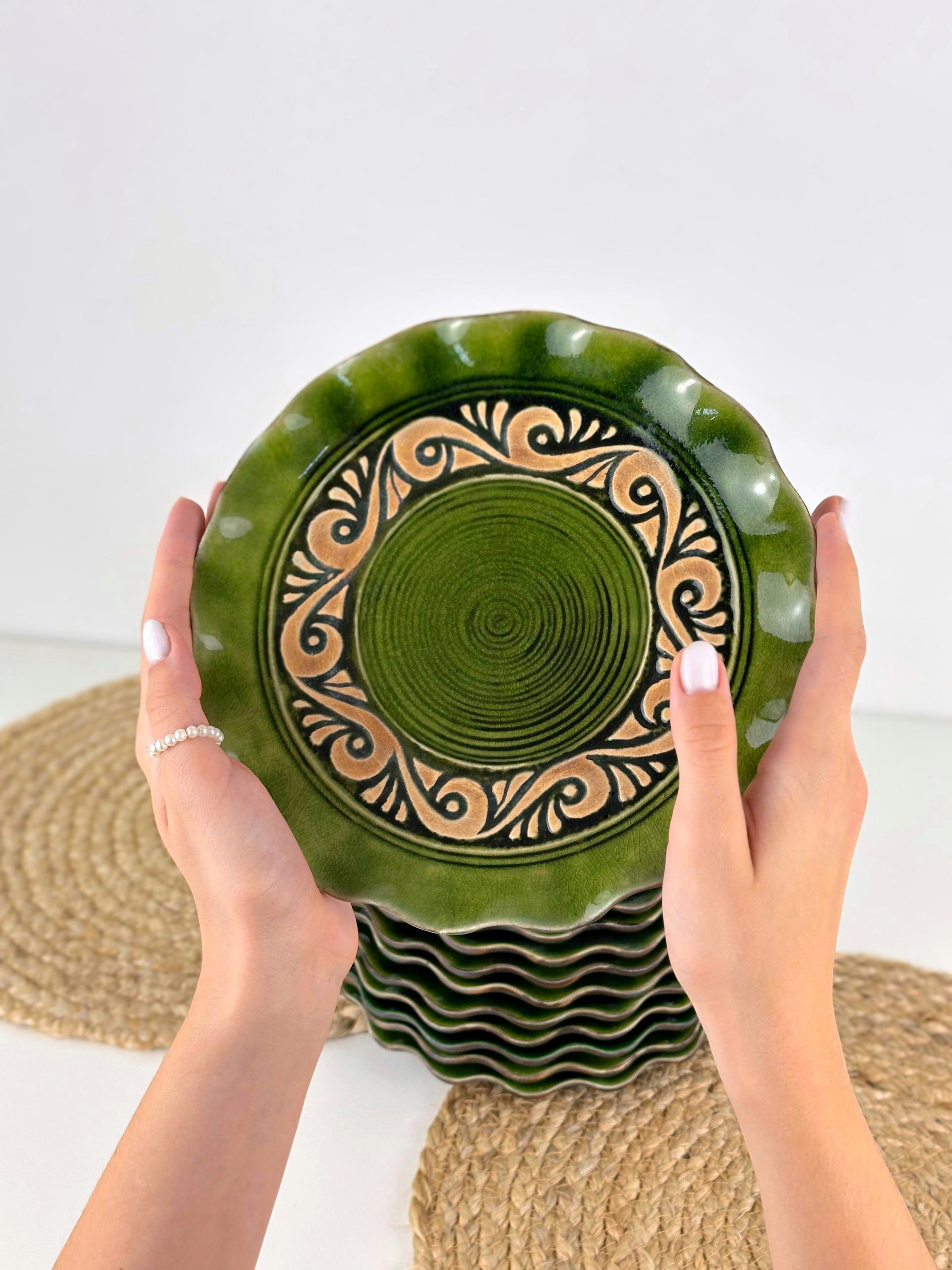 Набор глиняных тарелок Гражда 20 см х 12 шт. Коричневый (17019-16) - фото 6