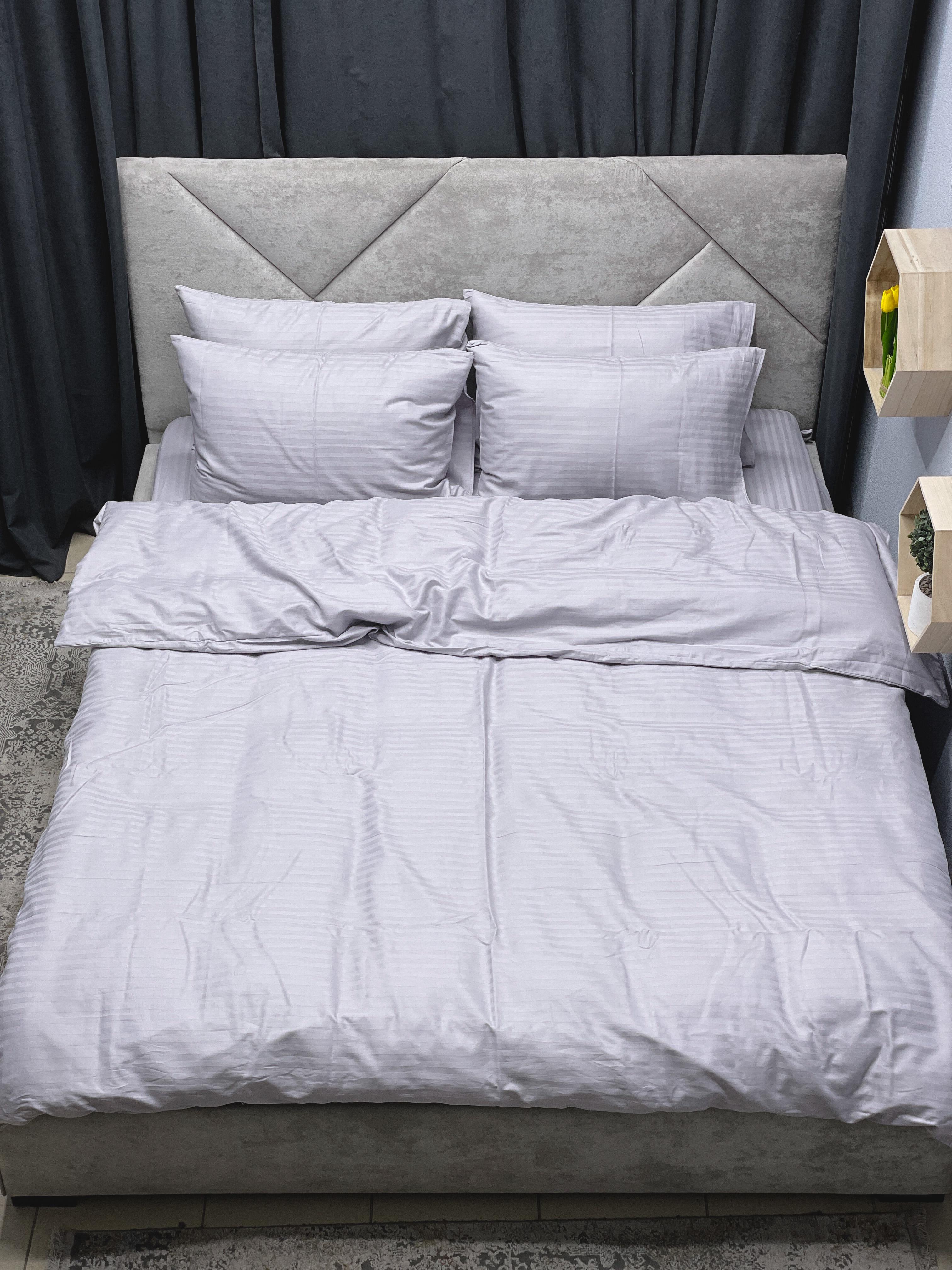 Комплект постельного белья Ego-textile 017SF страйп-сатин однотонный в полоску Фиолетовый (198831464)