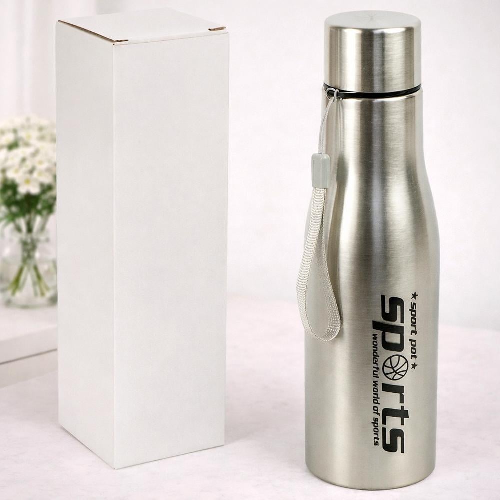 Термобутылка спортивная 124695 800 мл из нержавеющей стали с ремешком Серебристый