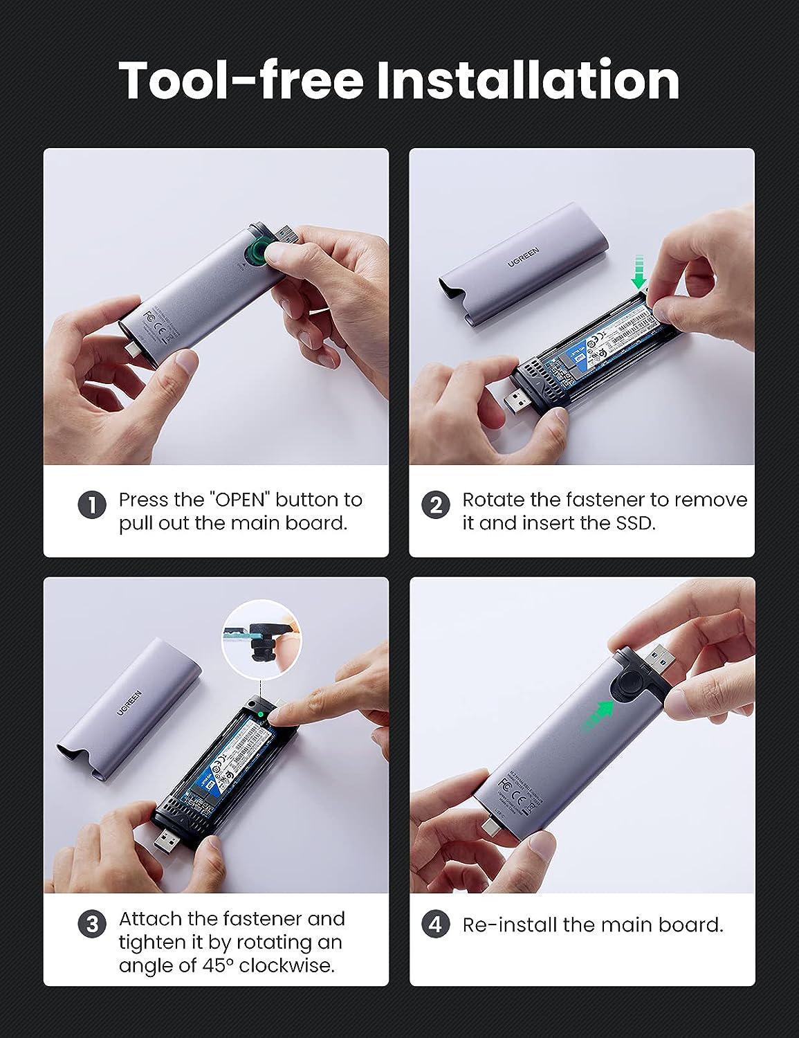 Корпус UGREEN для M.2 NVME SSD PCI-e дисков 10 Гбит/с Type-C/USB Порты M и B&M 2242/2280 Серый (70532) - фото 2 Корпус UGREEN для M.2 NVME SSD PCI-e дисков 10 Гбит/с Type-C/USB Порты M и B&M 2242/2280 Серый (70532) - фото 2