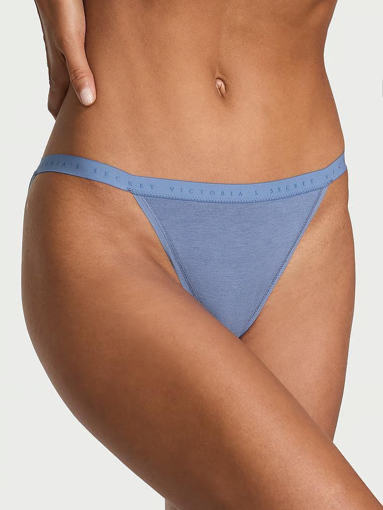 Трусики бикини Victoria's Secret Stretch Cotton String Bikini Panty M Голубой (27066930)