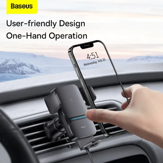 Тримач в авто Baseus Wisdom Auto Alignment Car Mount Wireless Charger Qi з бездротовою зарядкою 15W Black - фото 2