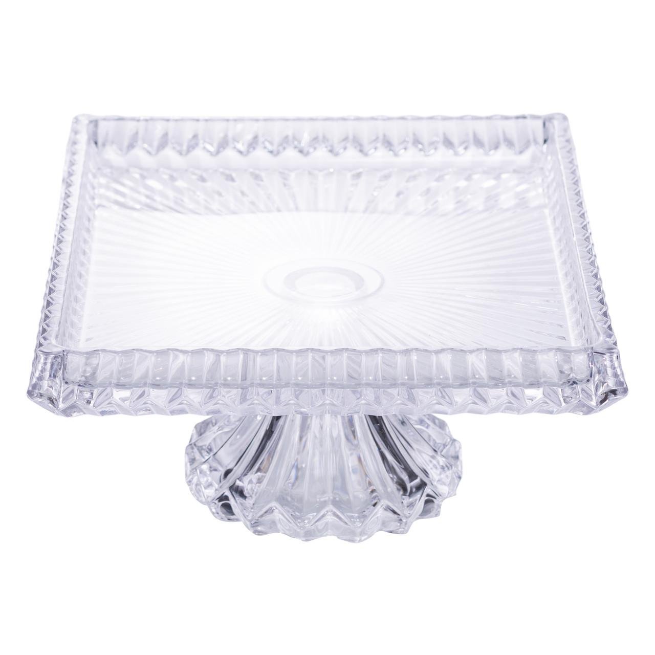 Тортовщица прямоугольная на ножке стеклянная 30х25х13 см (HP-19-147) - фото 4 Тортовщица прямоугольная на ножке стеклянная 30х25х13 см (HP-19-147) - фото 4