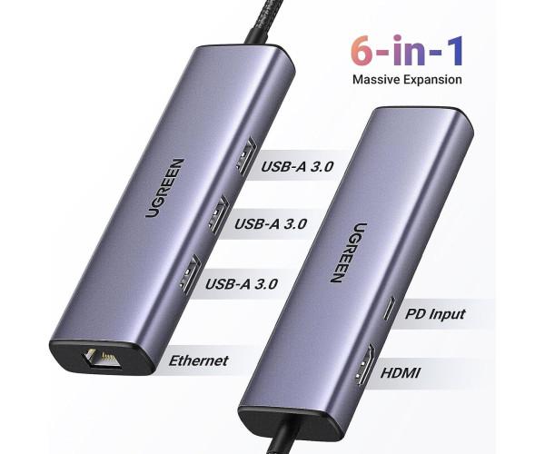 Хаб USB UGREEN Type-C Multifunction Adapter Space Grey - фото 6