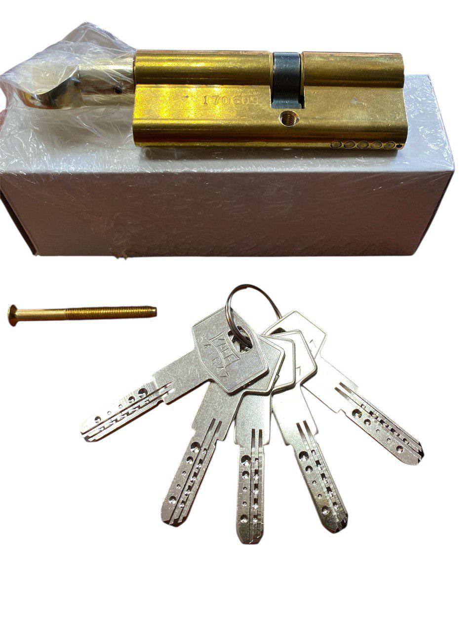 Цилиндр для замка Kale 164 BM 80 30/10/40Т поворотник с большей стороны Латунь - фото 2