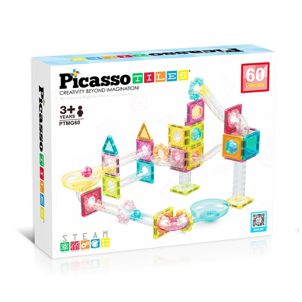 Конструктор магнитный PICASSO TILES MINI DIAMOND MARBLE RUN TRACK SET PTMG60/28299 60 деталей в коробке