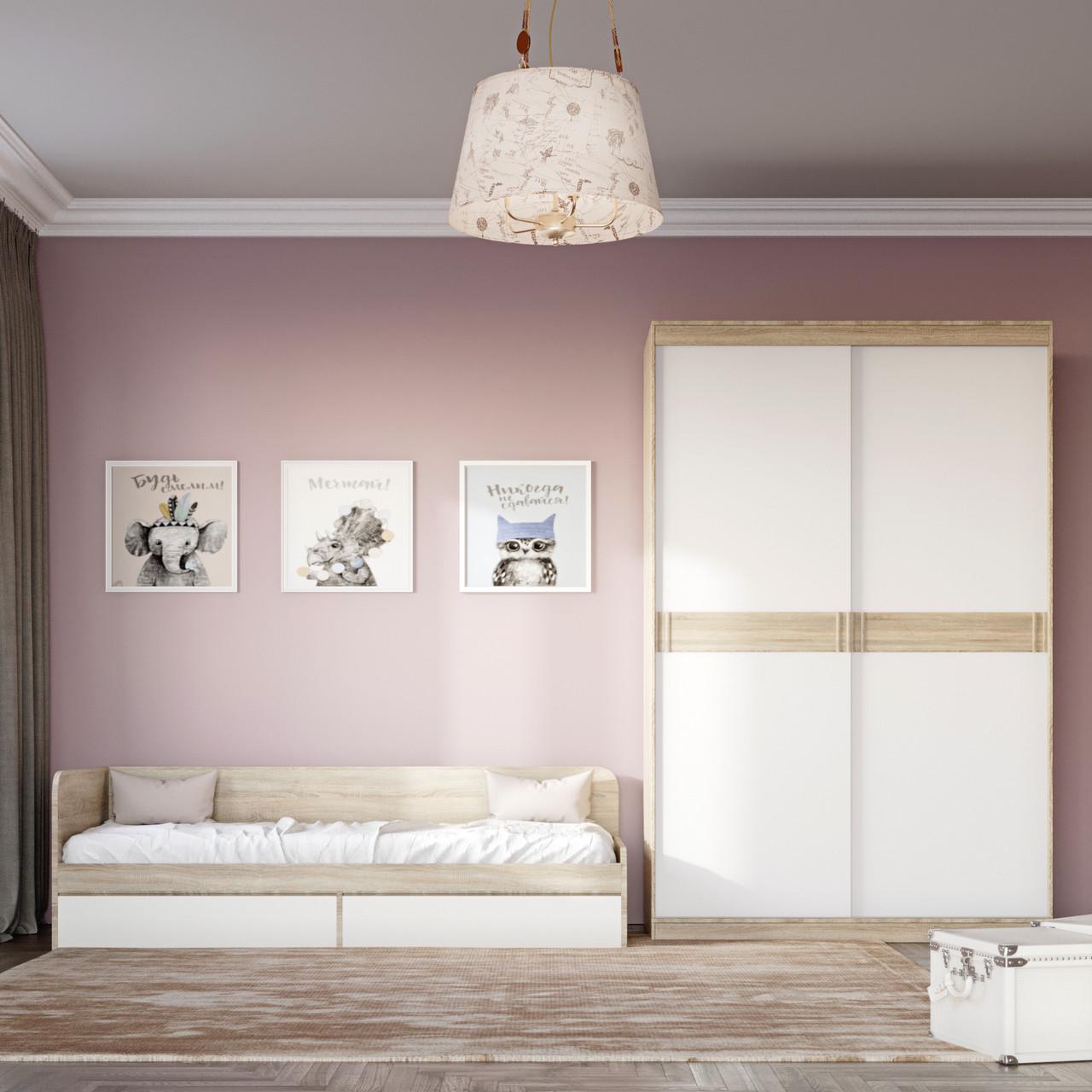 Спальня дитяча Еверест Соната Комплект 3 модульна 2 елементи Дуб сонома/Білий (DTM-2583) - фото 2 Спальня дитяча Еверест Соната Комплект 3 модульна 2 елементи Дуб сонома/Білий (DTM-2583) - фото 2