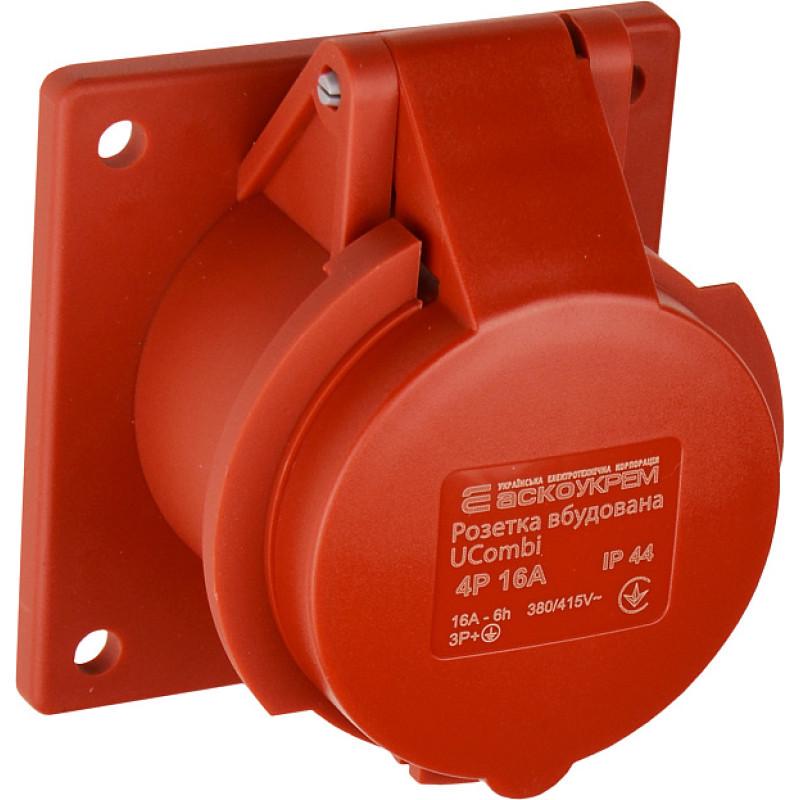 Розетка встроенная АСКО-УКРЕМ полиамид серии UCombi 4P 3Р+ РЕ 16A IP 44 (A0080010160)