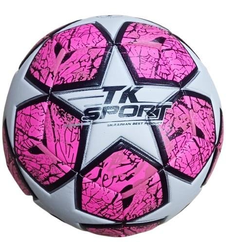 Мяч футбольный TK Sport рисунок Белый/Розовый (C 50473)