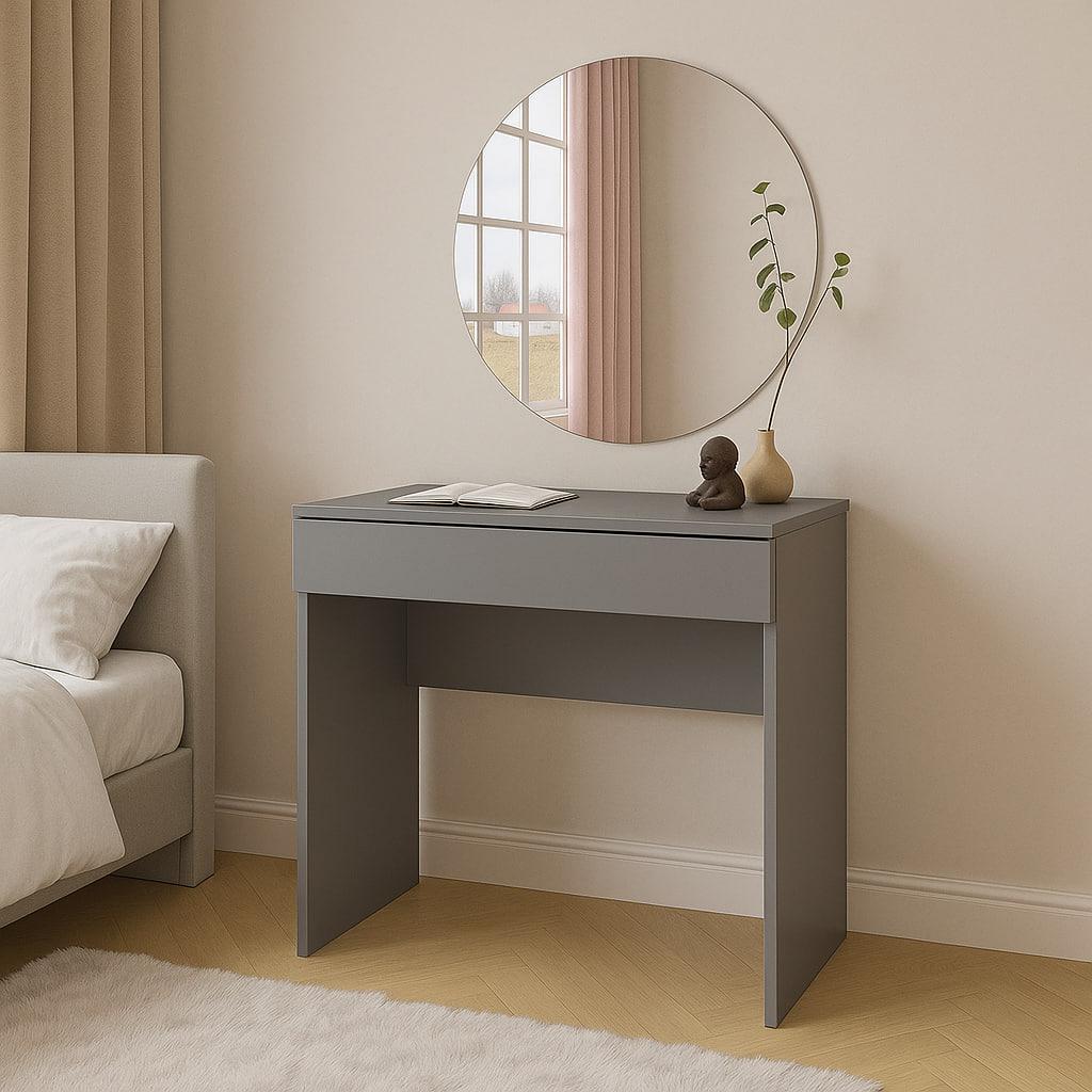 Туалетний столик New and Classic із круглим дзеркалом 750x700x450 мм Антрацит (ТЗ-софт-1) - фото 1 Туалетний столик New and Classic із круглим дзеркалом 750x700x450 мм Антрацит (ТЗ-софт-1) - фото 1