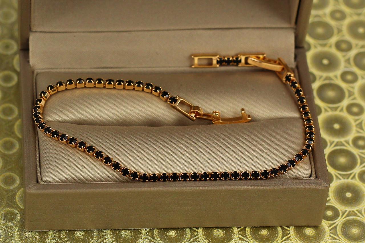 Браслет Xuping Jewelry дорожка из фианитов 17 см х 2 мм Золотистый (2067788367)