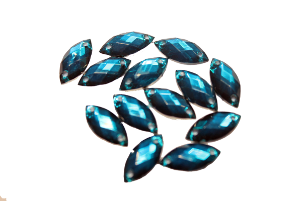 Камни пришивные Лепесток 7х14 мм 50 шт. Бирюзовый
